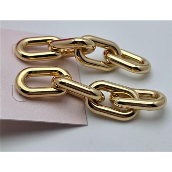 Daisy Fuentes Gold Tone Chunky Oval Link Drop Earrings 3 In Statement - Picture 3 of 4